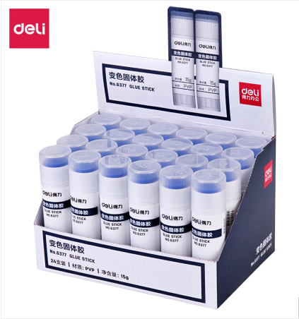 得力(deli)15g变色PVP固体胶棒胶水 24支 蓝色